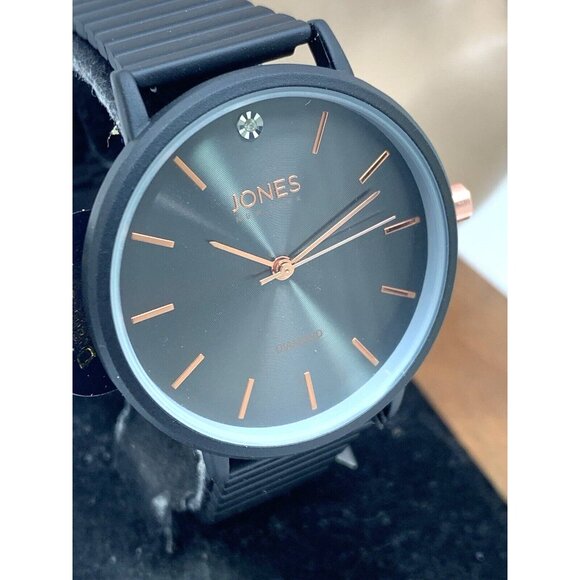 Jones Women's Watch 13944B-42-G02 Quartz Diamond Black Steel Rubber Band… - Picture 13 of 14